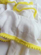 Load image into Gallery viewer, yellow pompom muslin