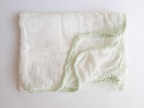 Mint pompom muslin