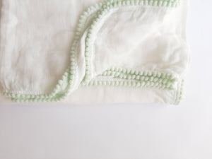 Mint pompom muslin